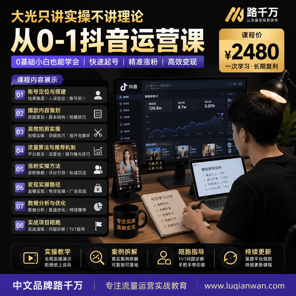 大光只讲实操不讲理论从0-1抖音运营课.2480课程资料