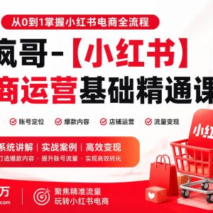 疯哥【小红书电商运营基础精通课】从小白到实战：掌握小红书店铺变现全流程