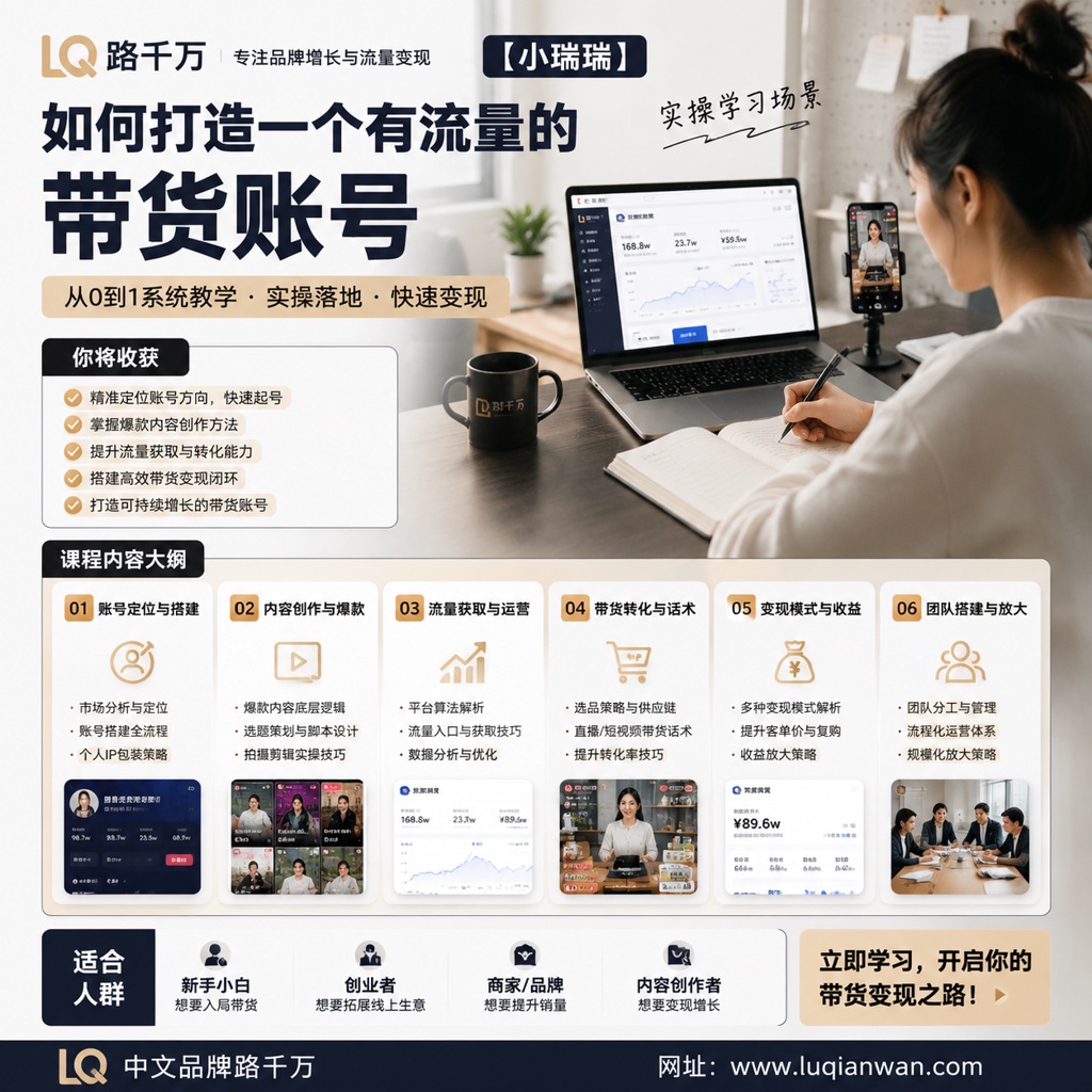 小瑞瑞如何打造一个有流量的带货账号课程资料