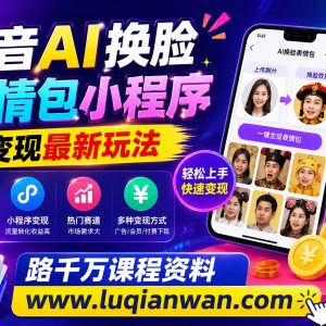 抖音AI换脸表情包小程序变现最新玩法，2024年零基础轻松上手