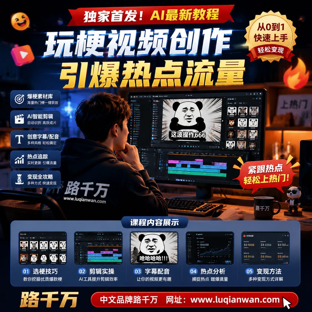 独家首发AI最新教程玩梗视频创作引爆热点流量课程资料