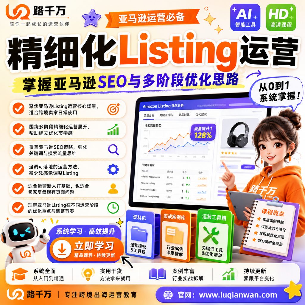 亚马逊运营必备:亚马逊Listing多阶段精细化运营及SEO策略课程主图