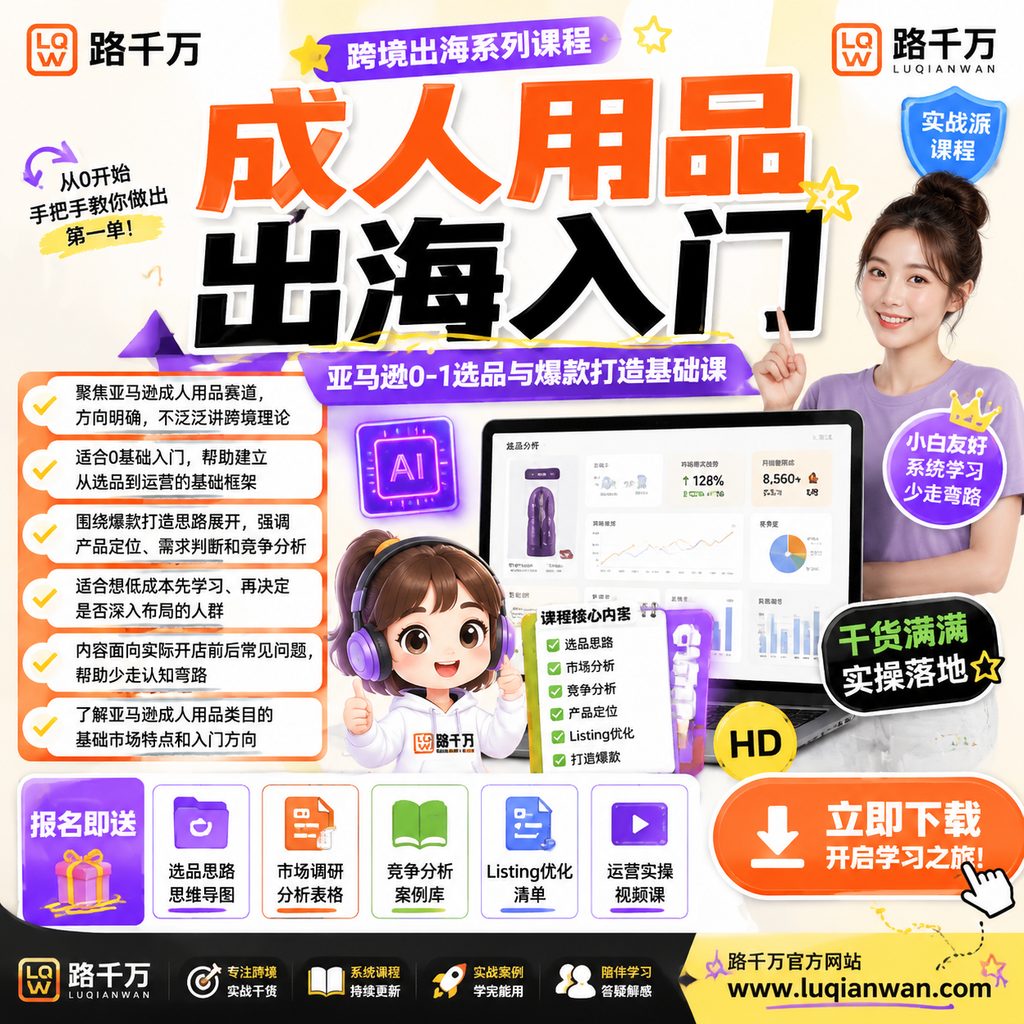 亚马逊成人用品爆款打造0-1入门课程主图