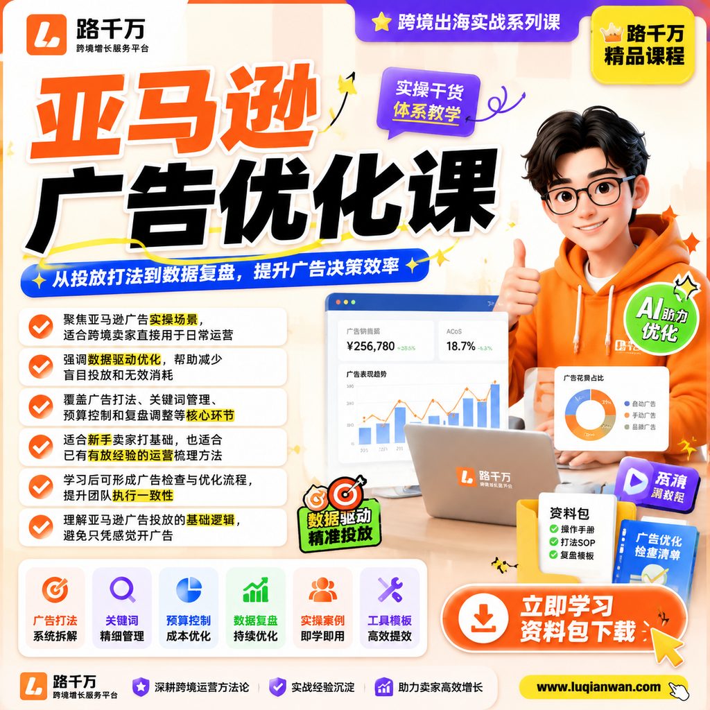 亚马逊高效广告打法及数据优化课程主图
