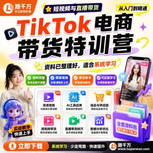 TikTok电商带货特训营：手把手教你TikTok短视频与直播带货