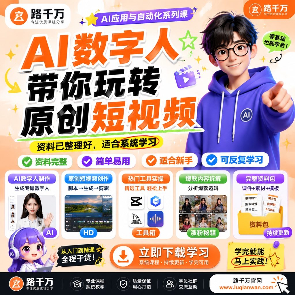 AI数字人带你玩转原创短视频课程主图