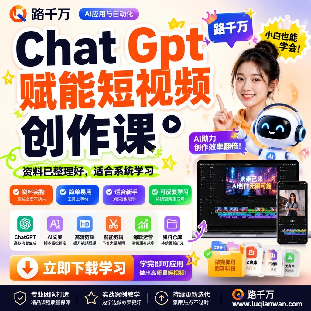 Chat Gpt 赋能短视频创作课课程主图