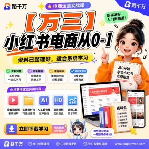 小红书电商从0到1教程：万三带你开启副业赚钱新篇章