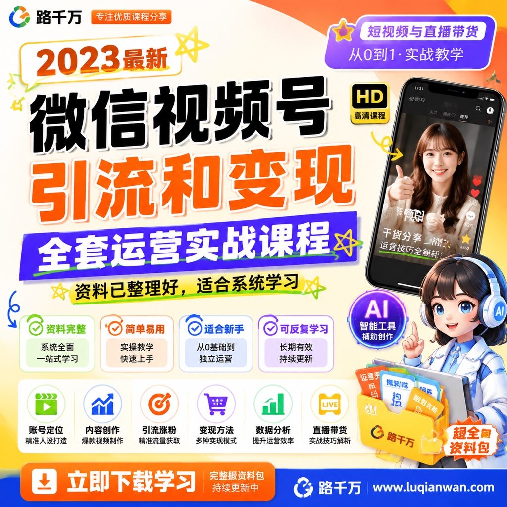 2023最新微信视频号引流和变现全套运营实战课程课程主图