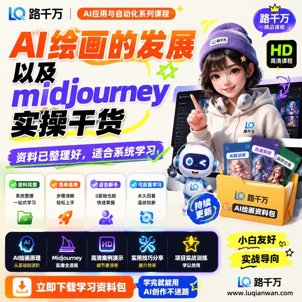 AI绘画的发展以及midjourney实操干货课程主图