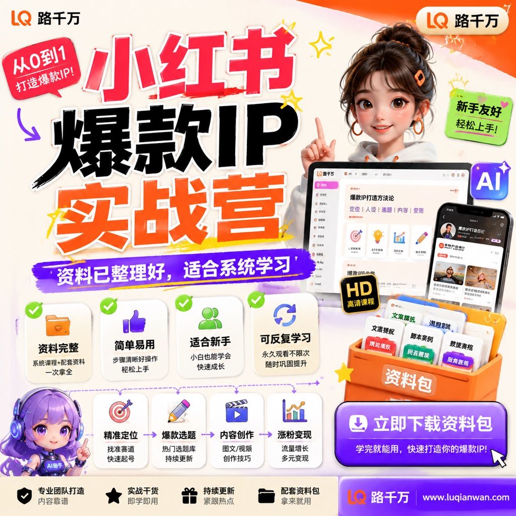 小红书爆款IP实战营课程主图