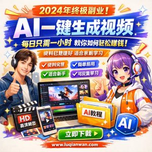 2024年AI视频生成副业：每天只需一小时，用AI一键创作赚钱视频