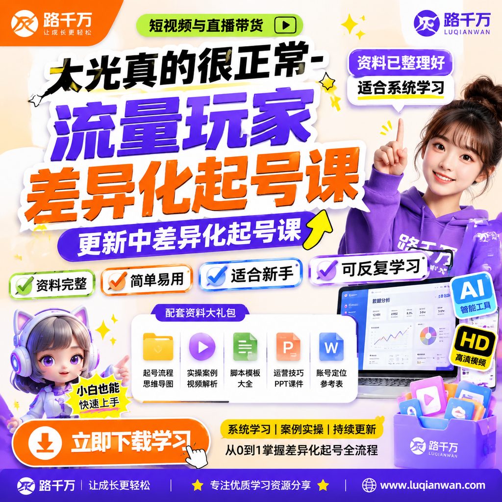 大光真的很正常-流量玩家差异化起号课更新中差异化起号课课程主图