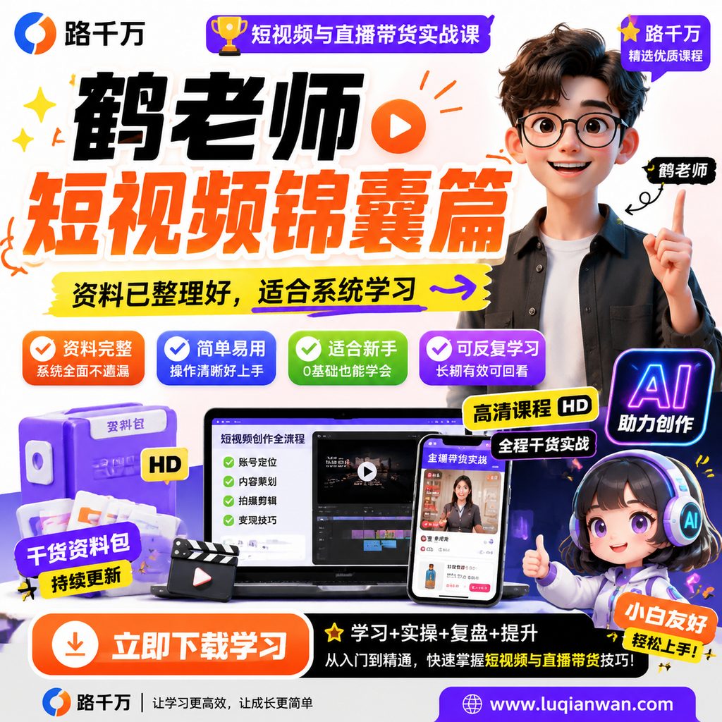 鹤老师短视频锦囊篇课程主图