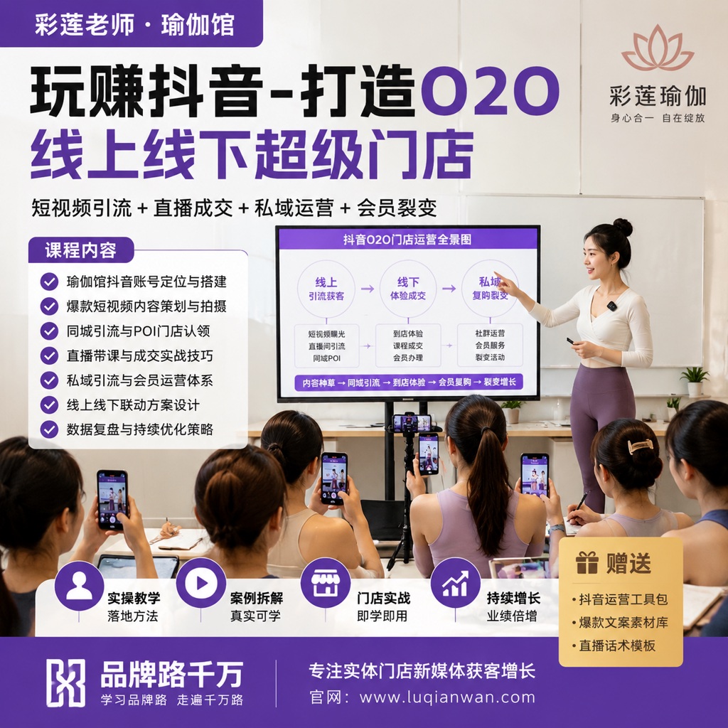 彩莲老师·瑜伽馆玩赚抖音-打造O2O线上线下超级课程资料