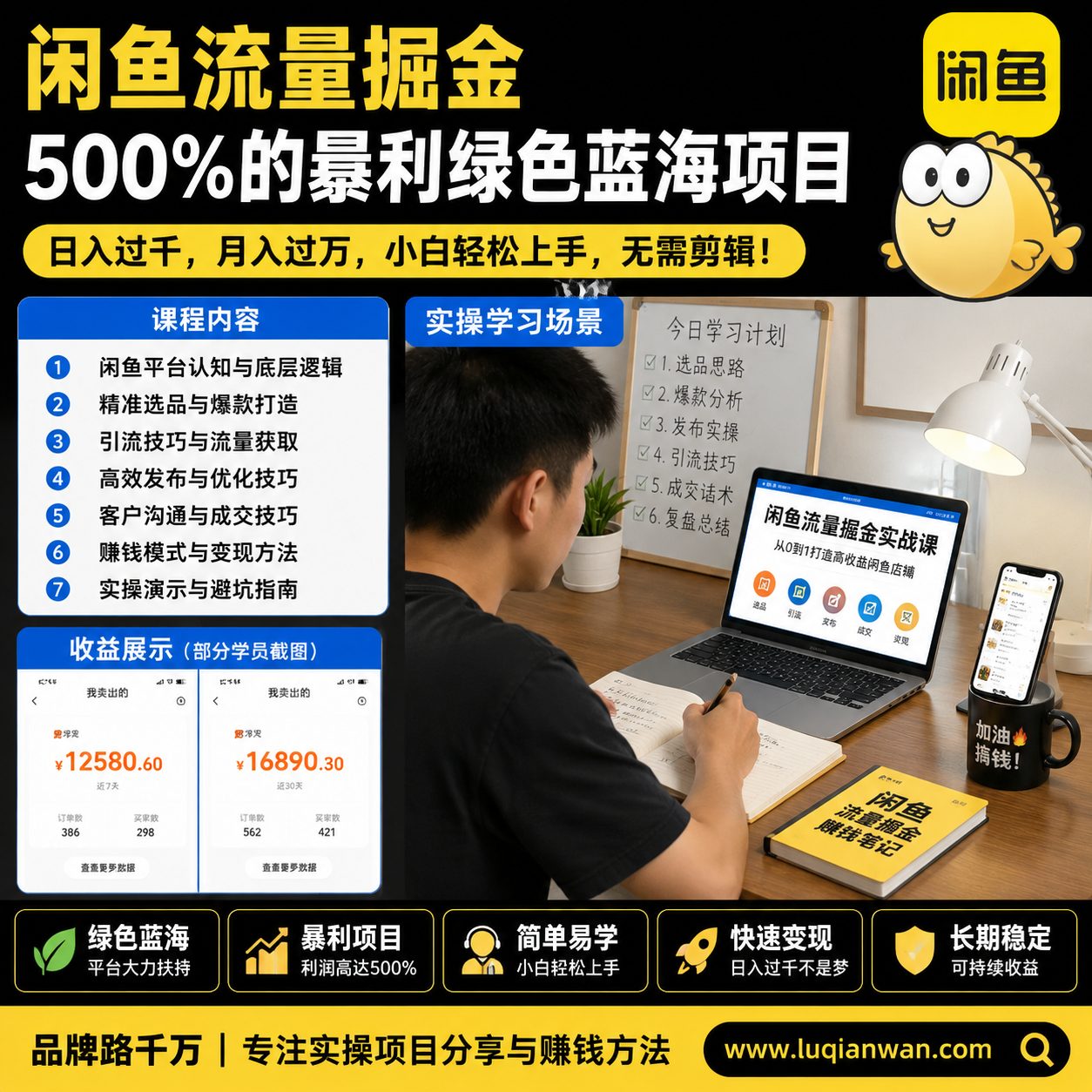 闲鱼流量掘金500%的暴利绿色蓝海项目日入过千月课程资料
