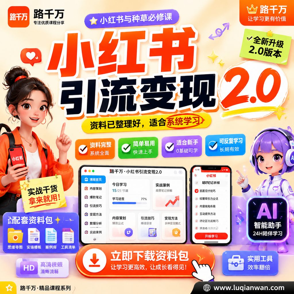 小红书引流变现2.0课程主图
