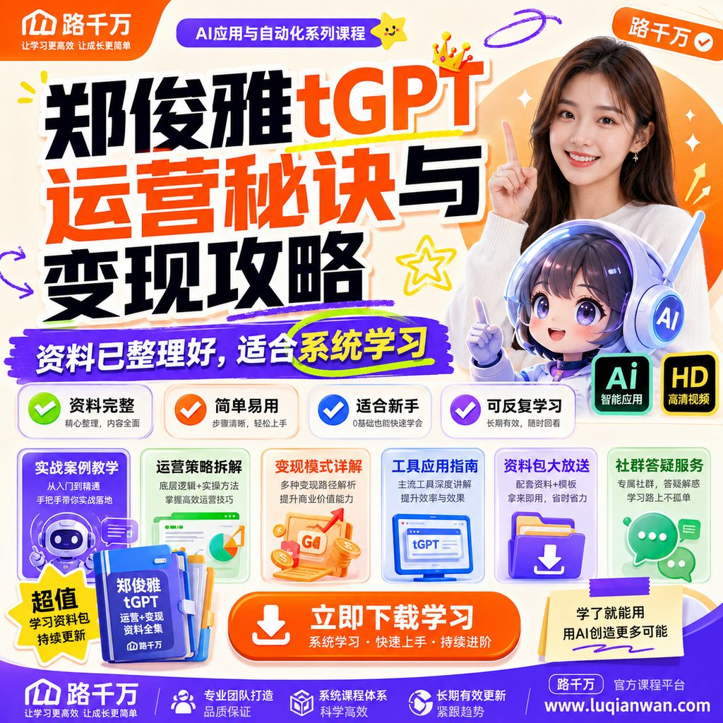 郑俊雅tGPT运营秘诀与变现攻略课程主图