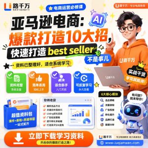 亚马逊电商爆款打造10大招快速打造bestsel课程资料：适合新手梳理思路的实操学习包