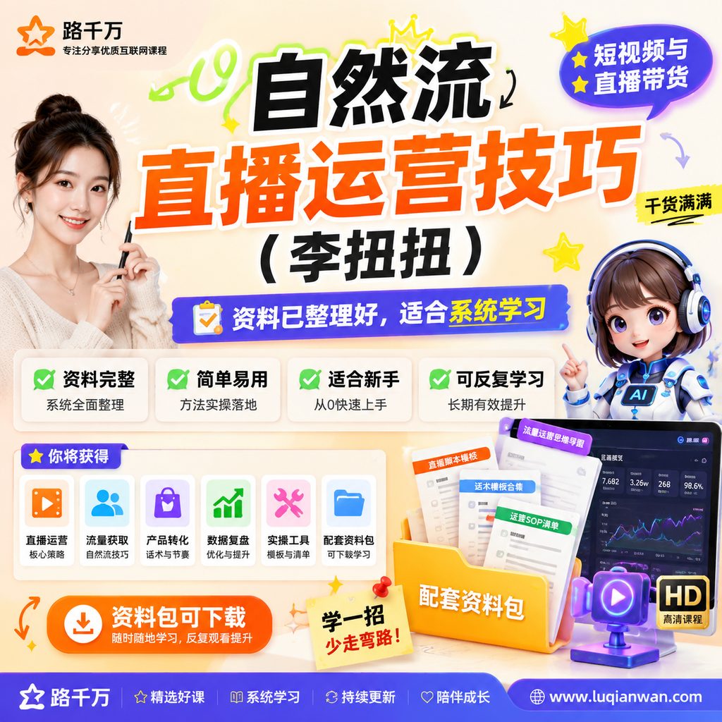 自然流直播运营技巧(李扭扭)课程主图