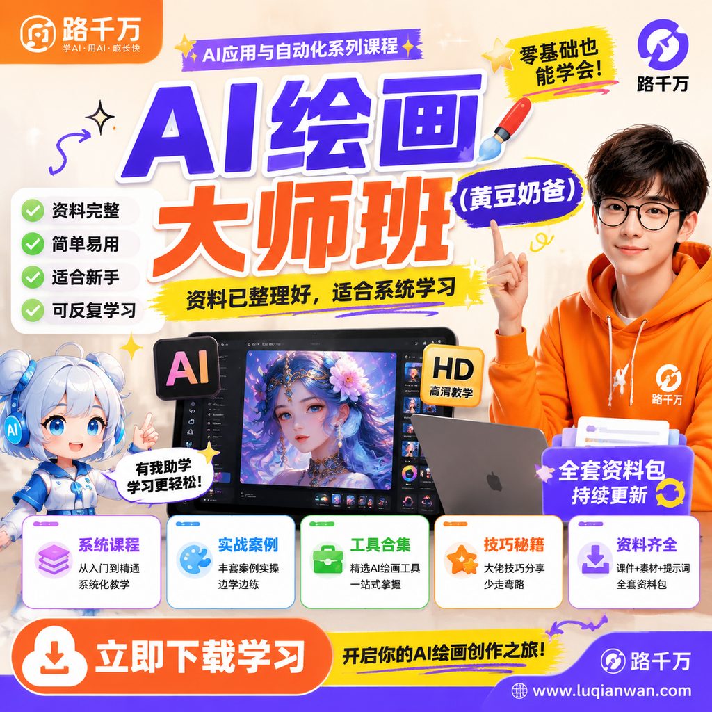 AI绘画大师班(黄豆奶爸)课程主图