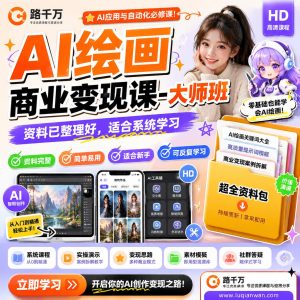 AI绘画商业变现课-大师班课程资料:适合新手梳理思路的实操学习包