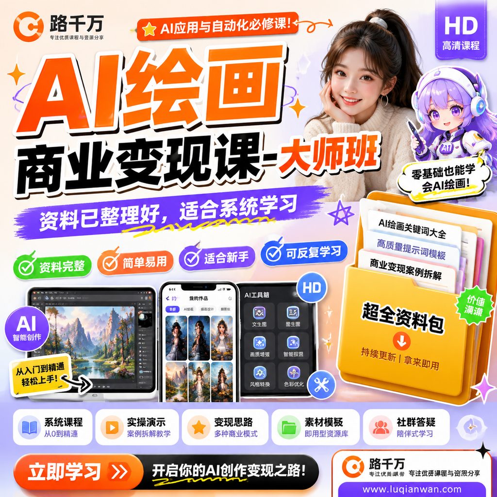 AI绘画商业变现课-大师班课程主图