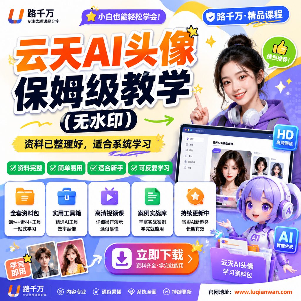 云天AI头像保姆级教学(无水印)课程主图