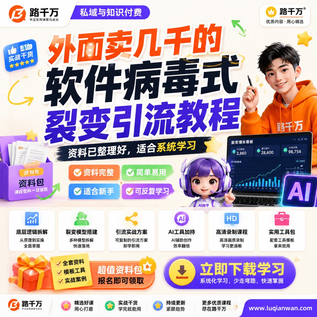 外面卖几千的软件病毒式裂变引流教程课程主图