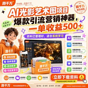 AI光影艺术图项目爆款引流营销神器一单收益500课程资料:适合新手梳理思路的实操学习包