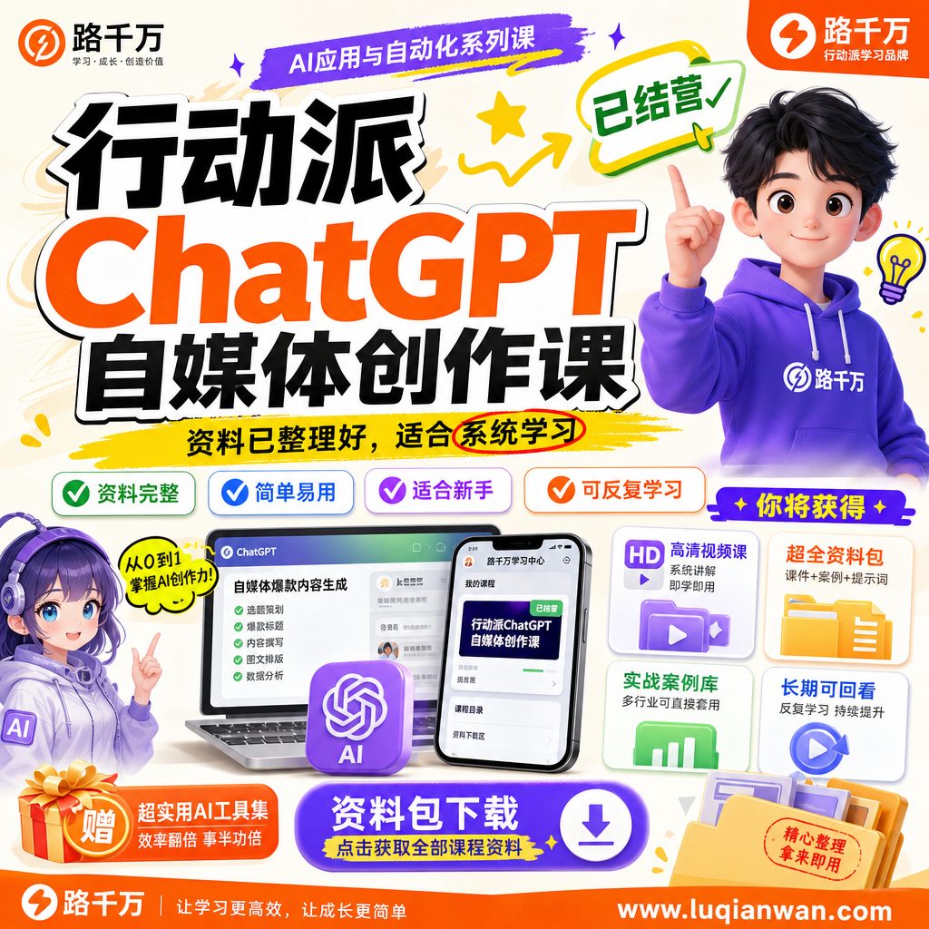 行动派ChatGPT自媒体创作课(已结营)课程主图