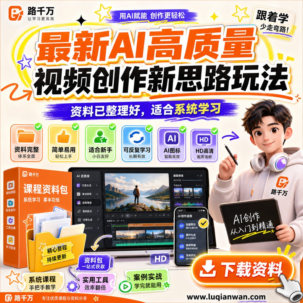 最新AI高质量视频创作新思路玩法课程主图