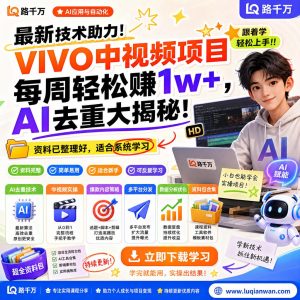 最新技术助力VIVO中视频项目每周轻松赚1wAI课程资料：适合新手梳理思路的实操学习包