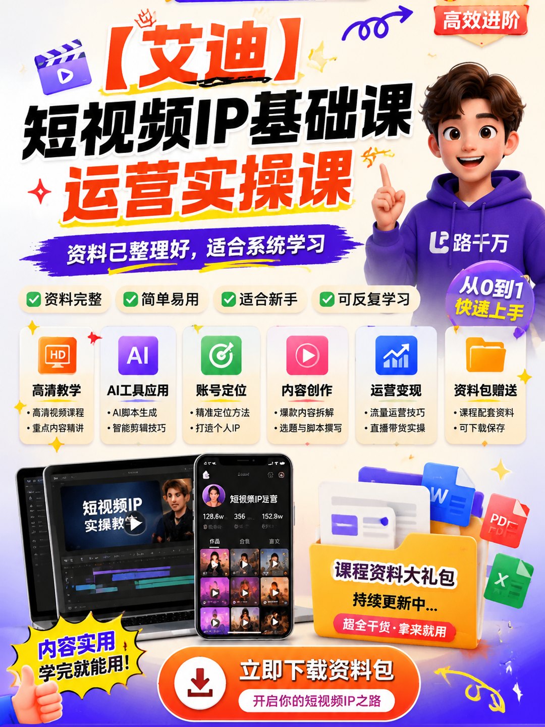 【艾迪】短视频IP基础课运营实操课课程资料