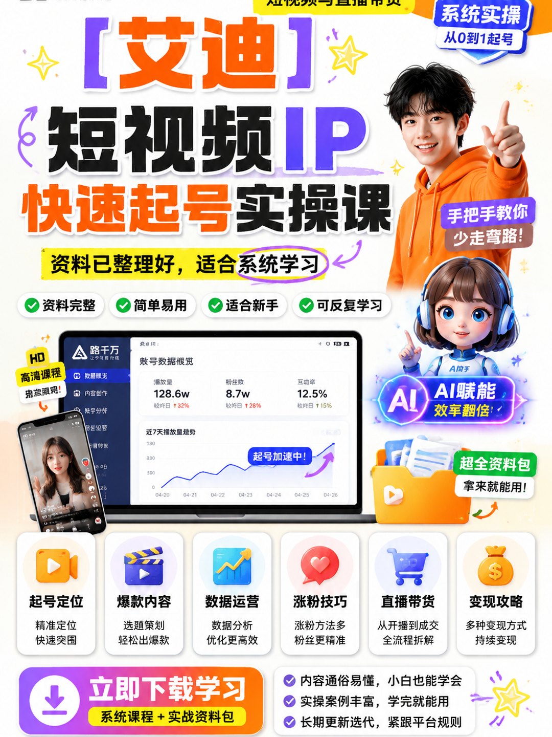 【艾迪】短视频IP快速起号实操课课程资料