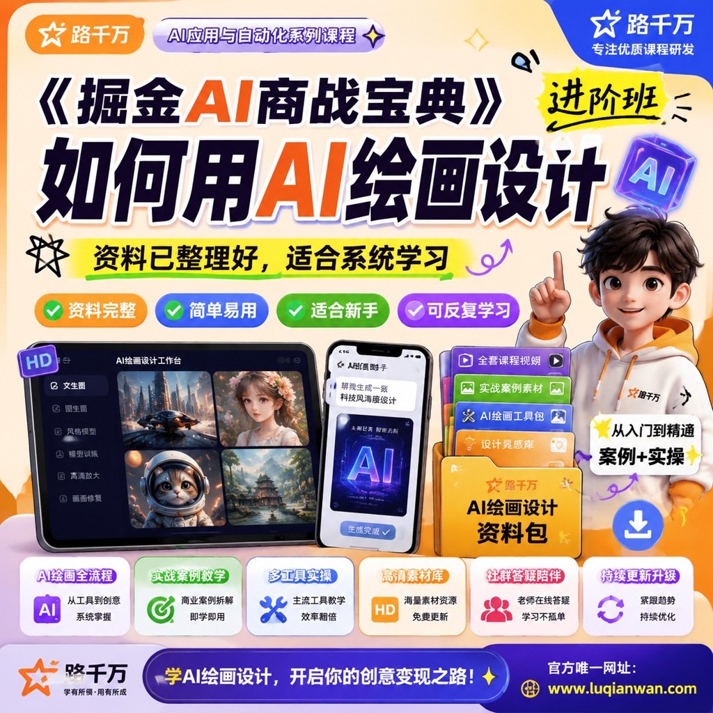《掘金AI商战宝典》进阶班:如何用AI绘画设计课程主图