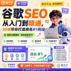 谷歌SEO系统课程：从入门到精通的30讲学习路径