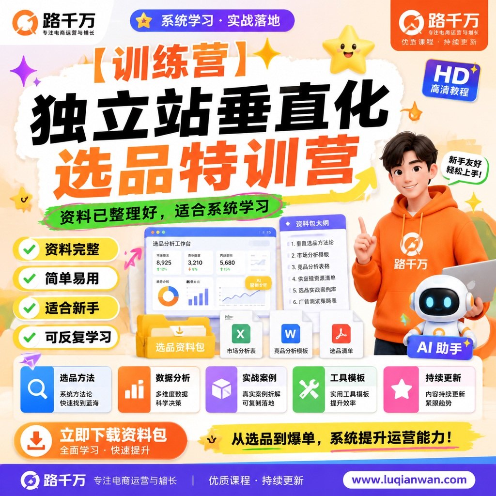【训练营】独立站垂直化选品特训营课程主图