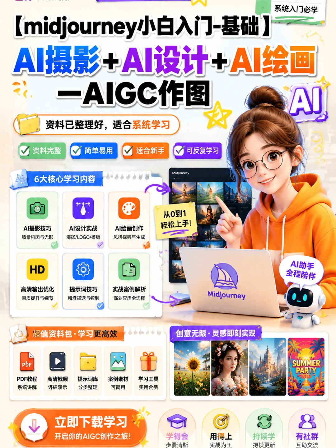 【midjourney小白入门-基础】AI摄影+AI设计+AI绘画-—AIGC作图课程资料