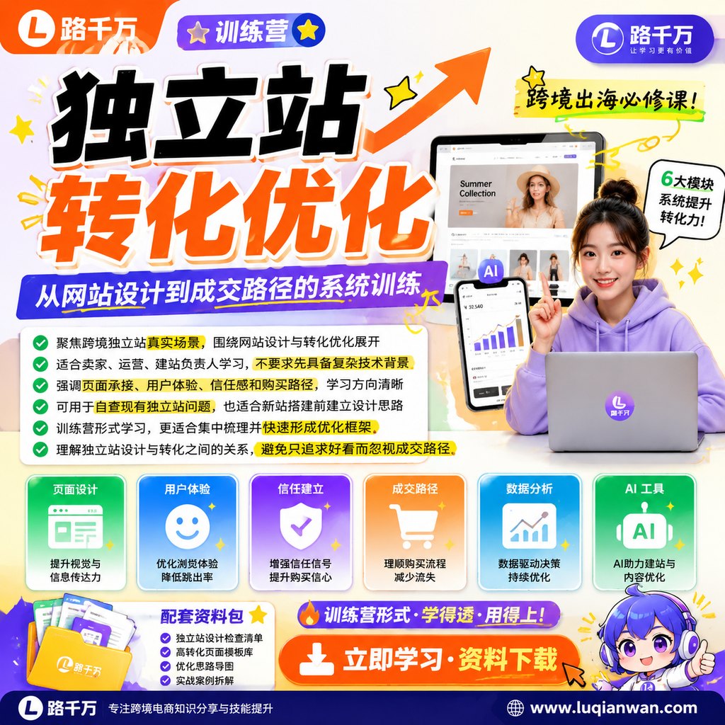 【训练营】如何打造高转化的独立站-网站设计与优化篇课程主图