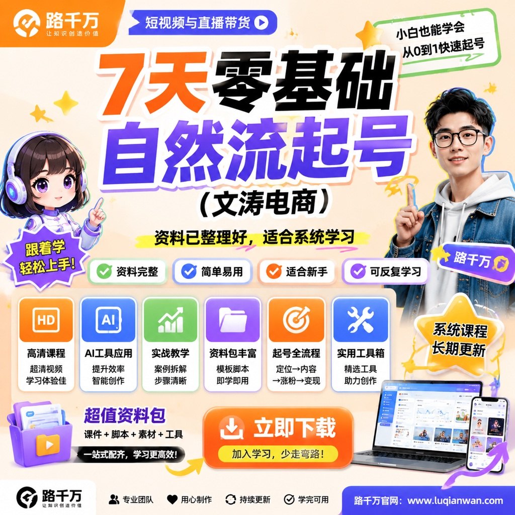 7天零基础自然流起号（文涛电商）课程主图