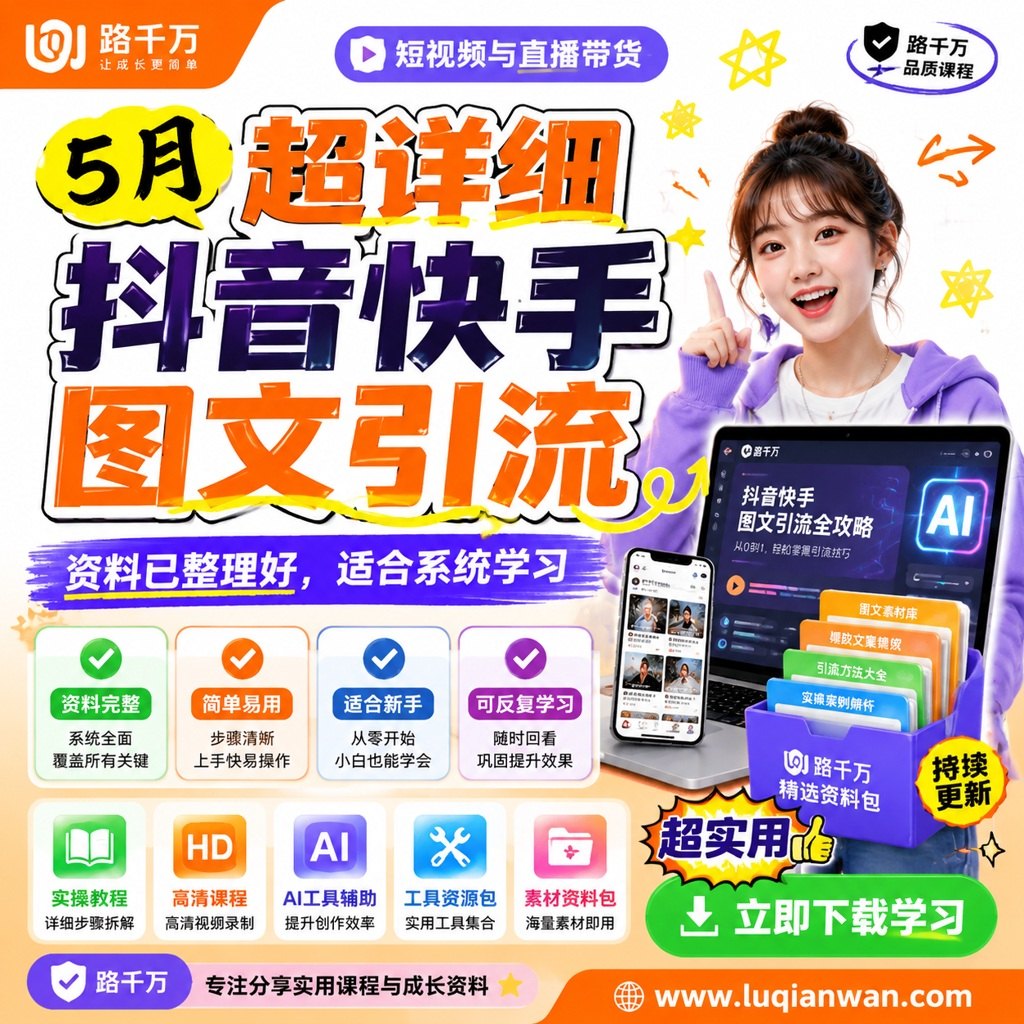 5月超详细抖音快手图文引流课程主图