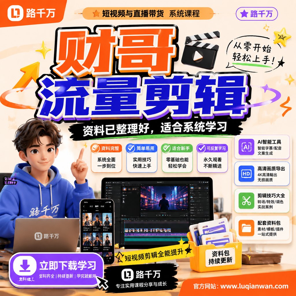 财哥流量剪辑课程主图