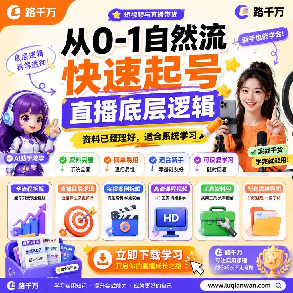 从0-1自然流快速起号直播底层逻辑课程主图