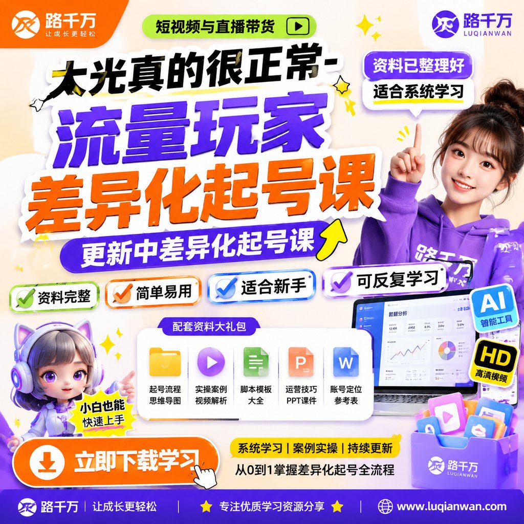 大光真的很正常-流量玩家差异化起号课更新中差异化起号课课程主图