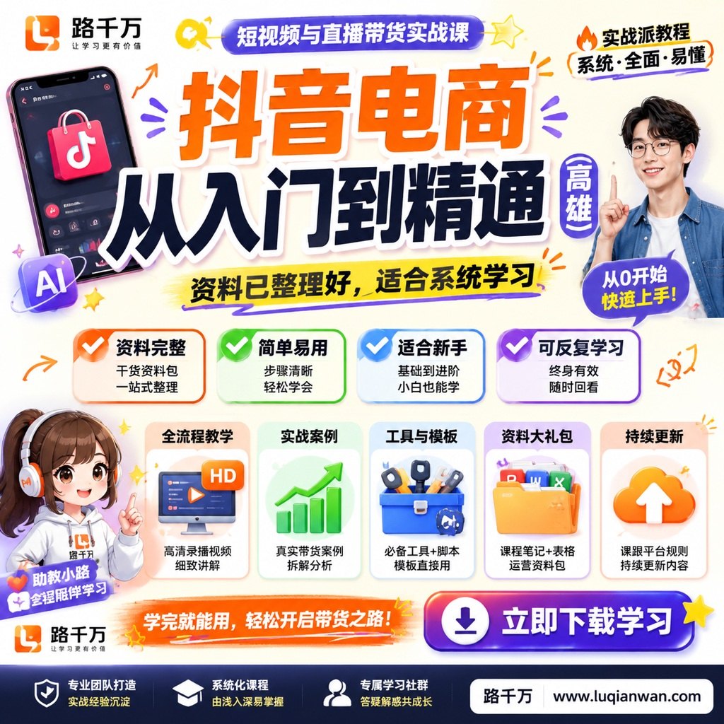 抖音电商从入门到精通（高雄）课程主图