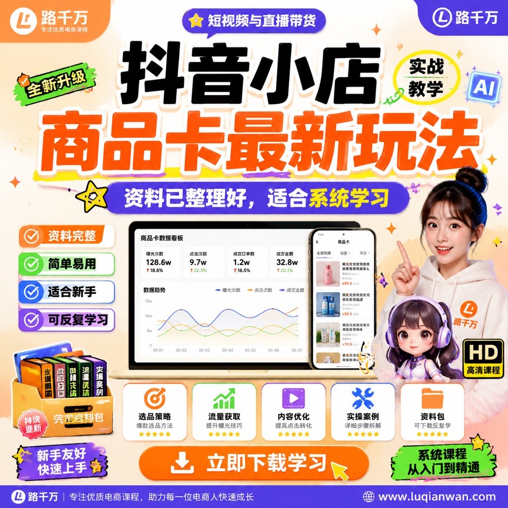抖音小店商品卡最新玩法课程主图