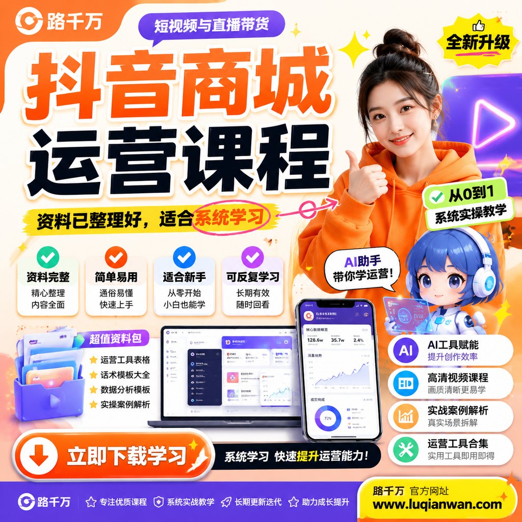 抖音商城运营课程课程主图