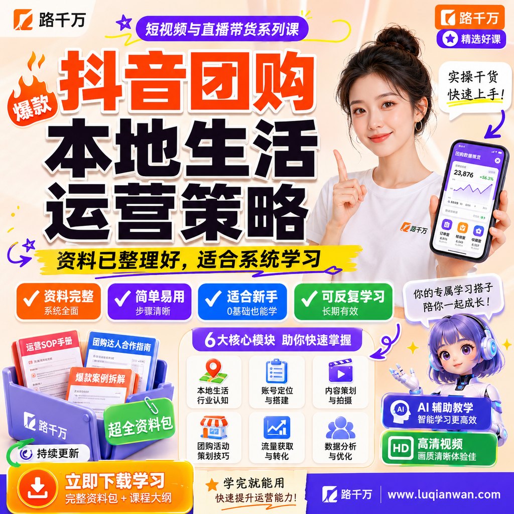 抖音团购本地生活运营策略课程主图