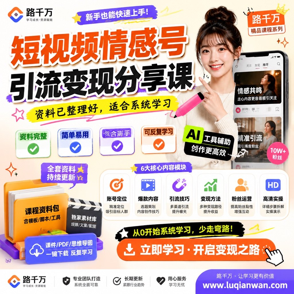 短视频情感号引流变现分享课课程主图